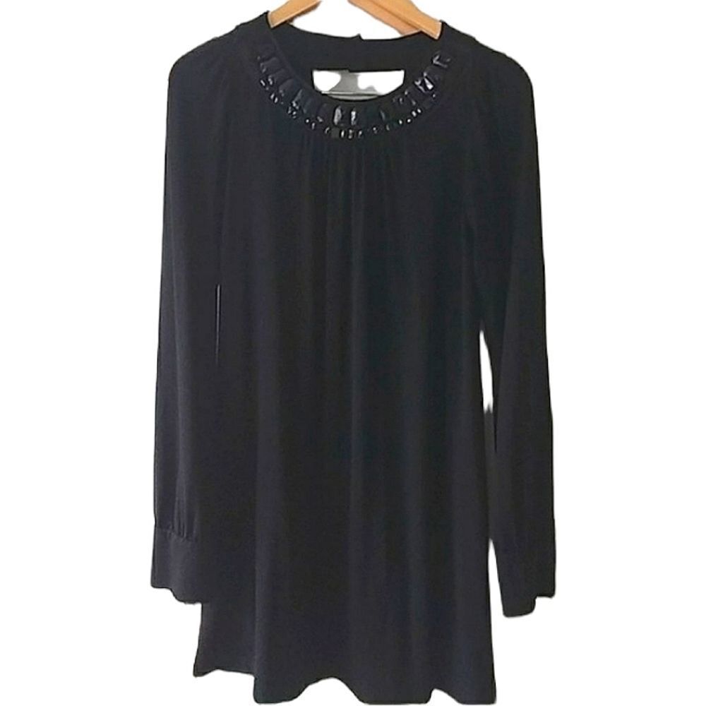 Zinc Black Beaded Neckline Cutout Back Tunic size L